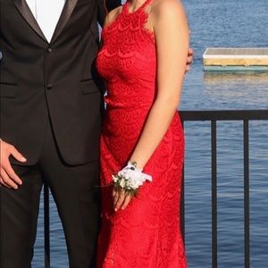 Red Lace Morgan & Co Formal Dress